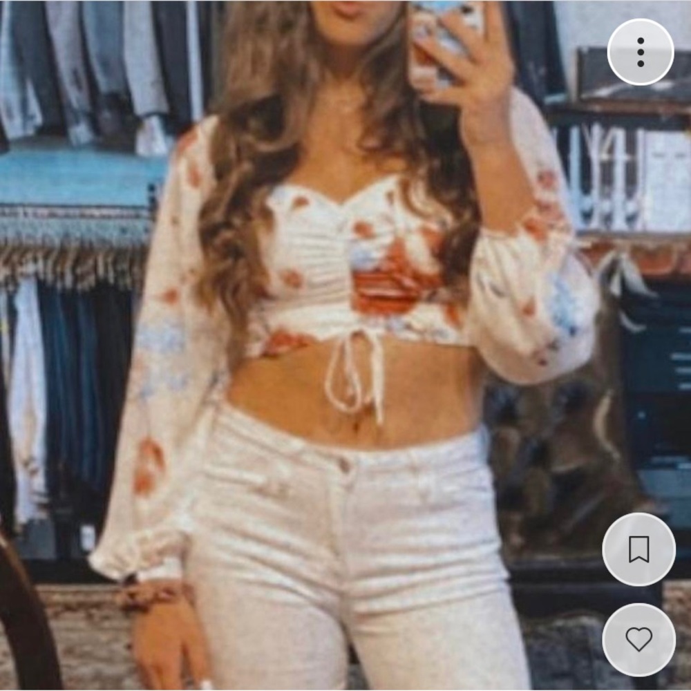 graffiti boutique floral long sleeve blouse